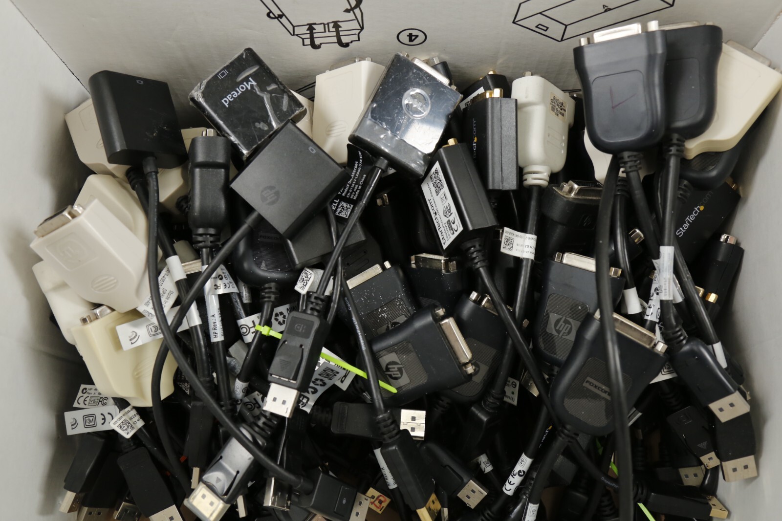 LOT of 50 DisplayPort to DVI Adapters HP Dell LUXSHARE Biz-Link Amphenol Foxconn