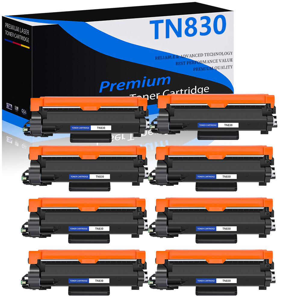 8PK TN830 TN830XL High Yield Toner Cartridge for Brother HL-L2460DW DCP-L2640DW