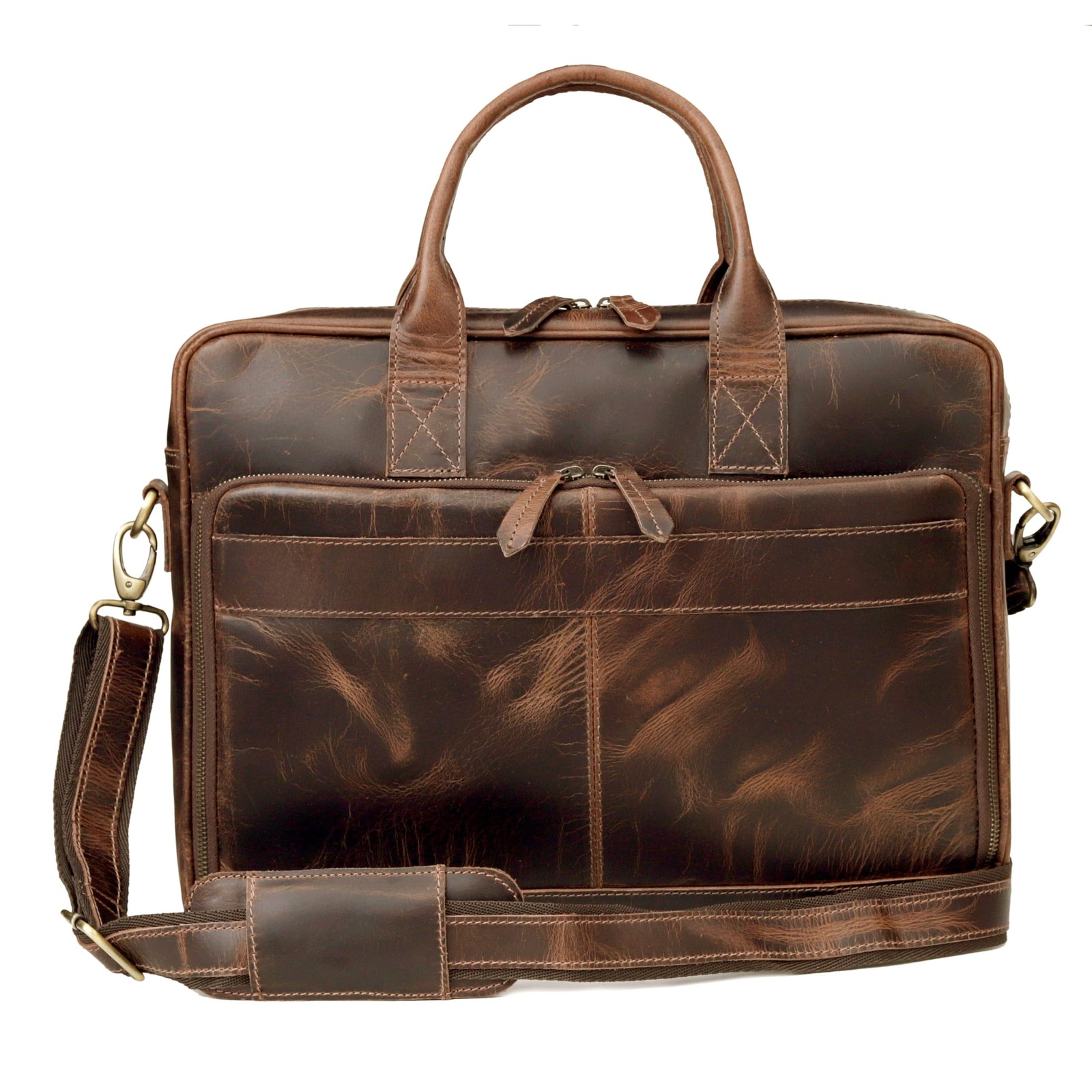 Vintage Handmade Leather Travel Messenger Office Crossbody Bag Laptop Briefca...