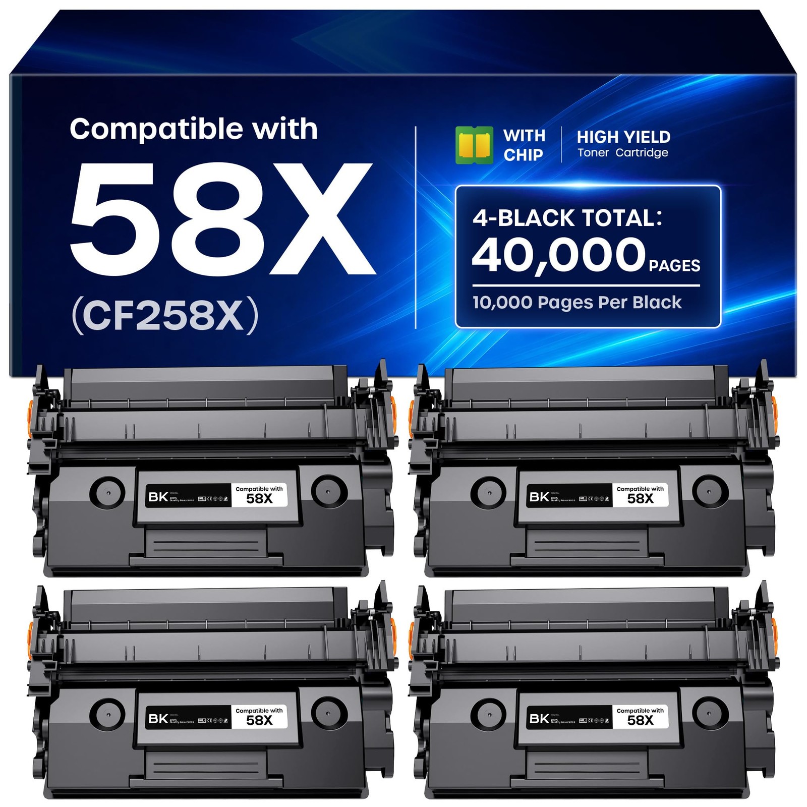 iNKPAD 58X CF258X Toner Cartridge Black with Chip Compatible H58X-4B,