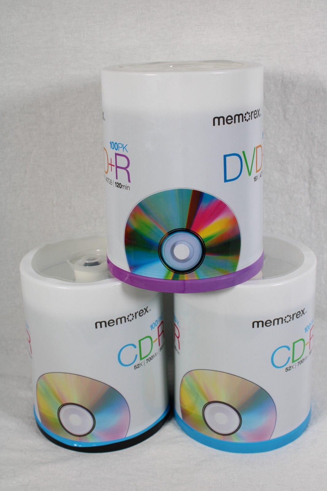NEW 2x Memorex CD-R 100 Pack Recordable 52X 700MB 80Min + DVD+R 100 Pack 120min