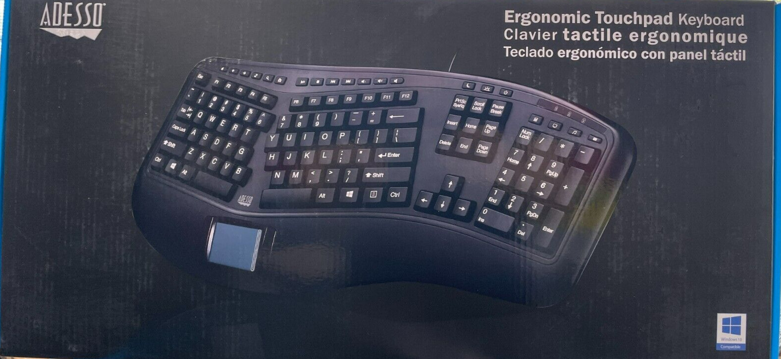 Adesso - AKB-450UB - Tru-Form Ergonomic Touchpad Keyboard - Black