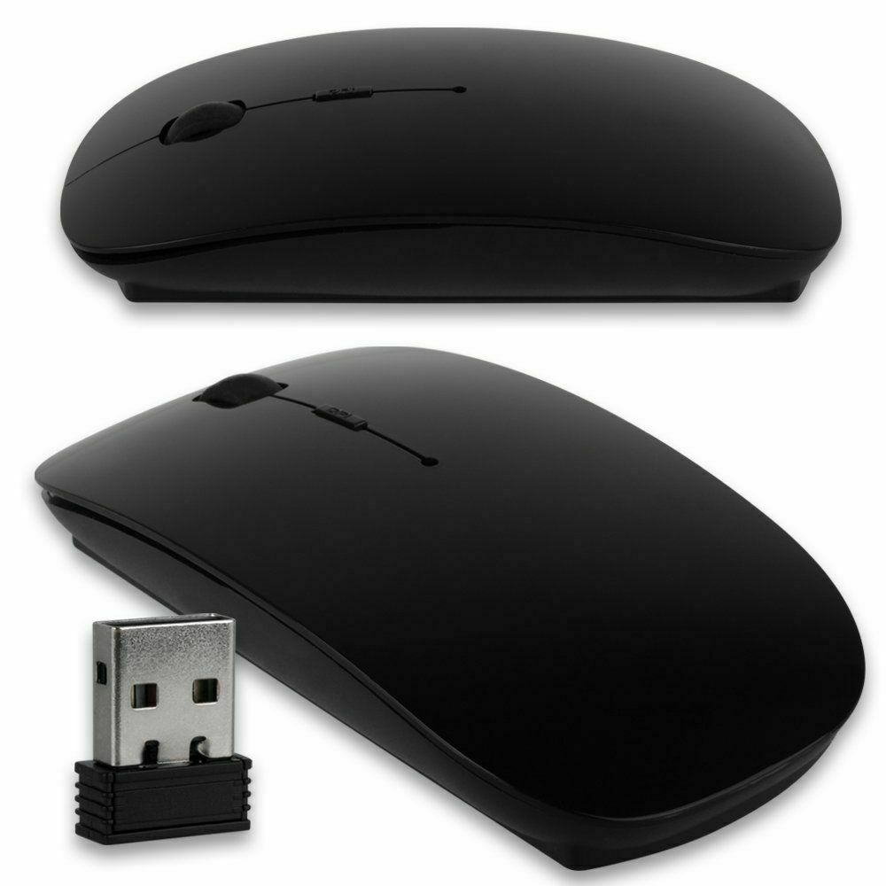 2.4G Ultra-Thin Wireless Mouse Scroll USB Optical Mice For Computer Laptop PC BK
