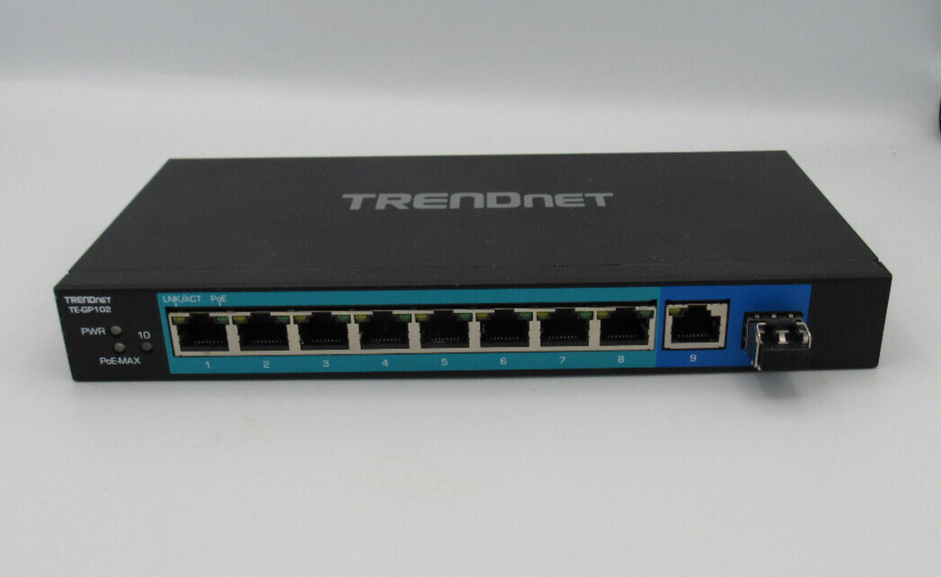 Trendnet TE-GP102 10-Port Unmanaged Gigabit PoE+ Switch with Ipolex 1000Base SX