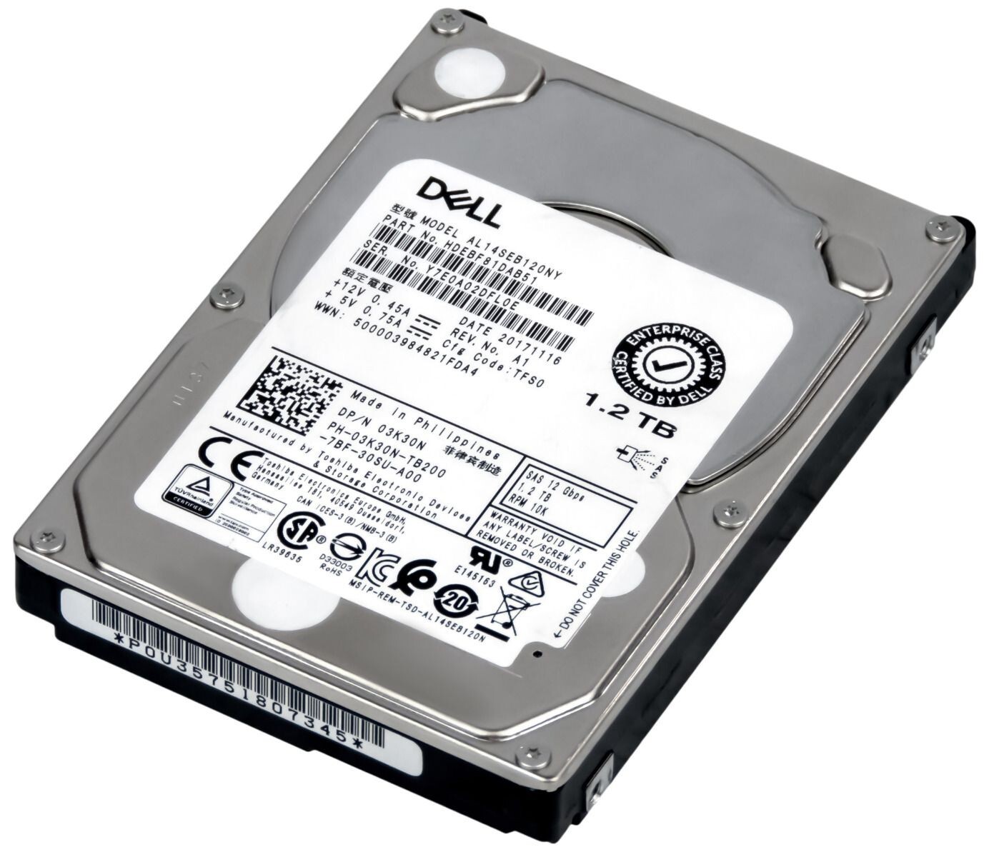 HARD DRIVE DELL 03K30N AL14SEB120NY 1.2TB 10K 128MB SAS-3 2.5''