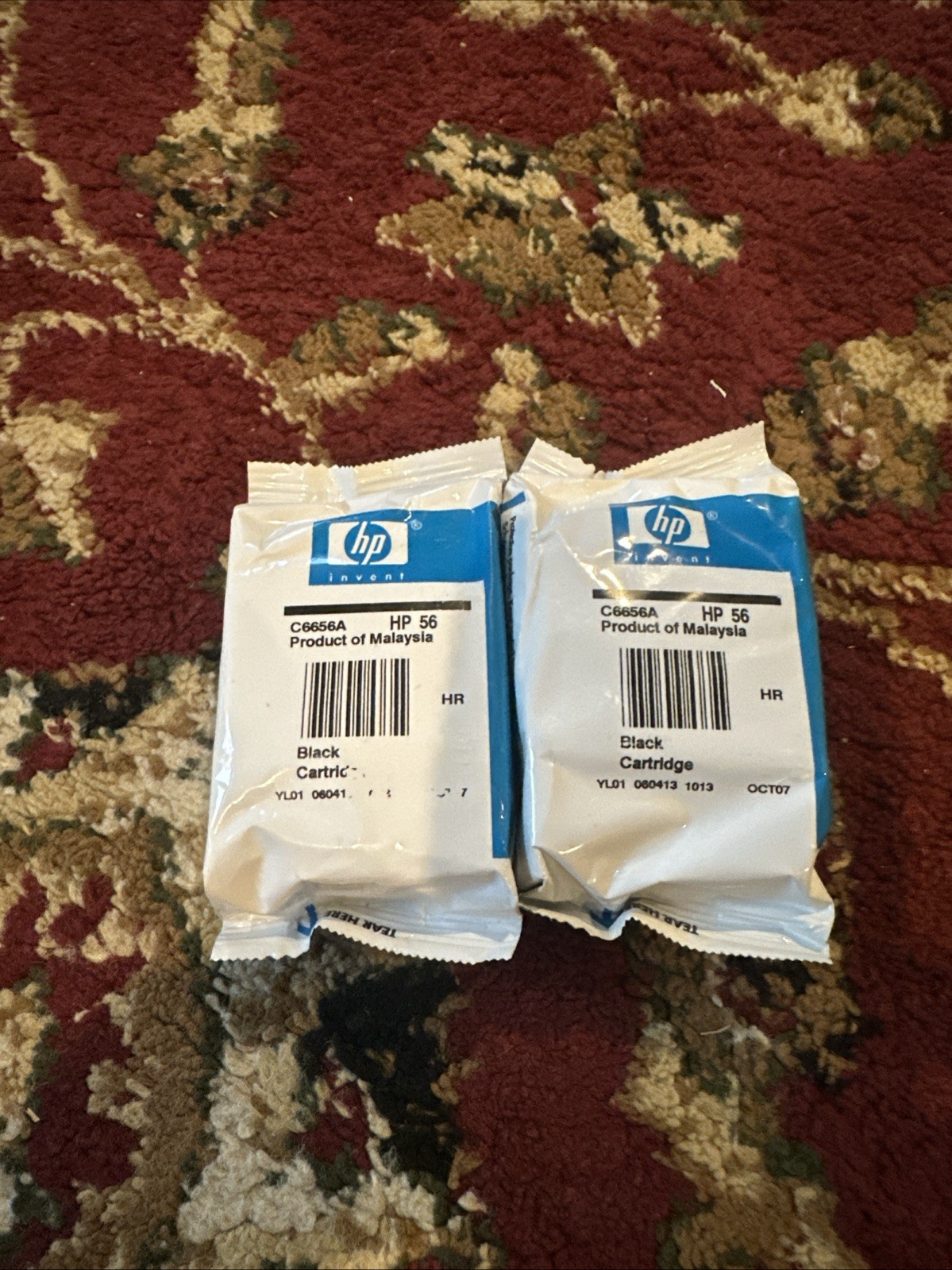 Genuine OEM HP 56 Black Inkjet Cartridges Lot of 2 - Sealed Inner Packs
