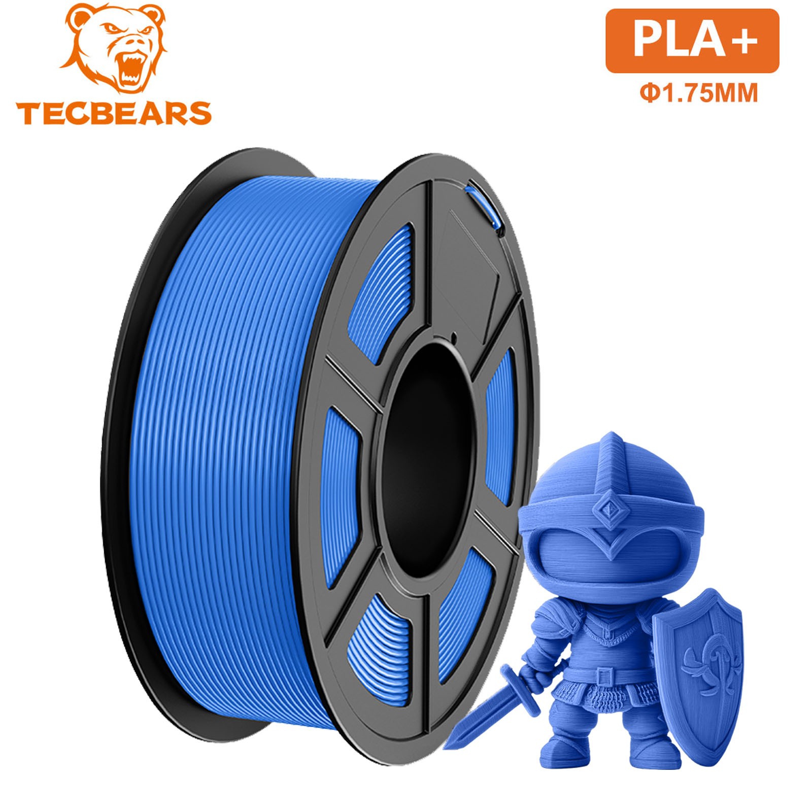 TECBEARS PLA Plus Filament 1KG Blue Gray 1.75mm 3D Printer Filament PLA+ Neatly