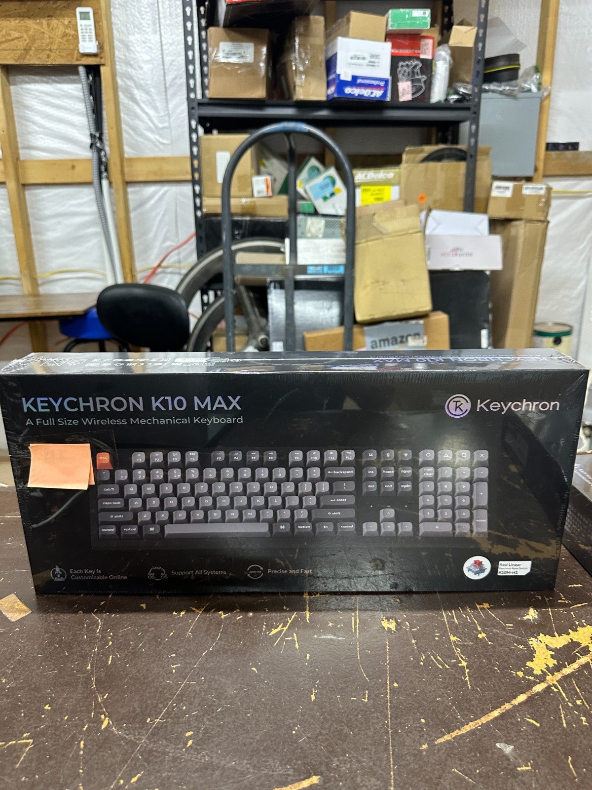 Keychron K10 Max Full Size Wireless Mechanical Keyboard Red Linear Switches BLK