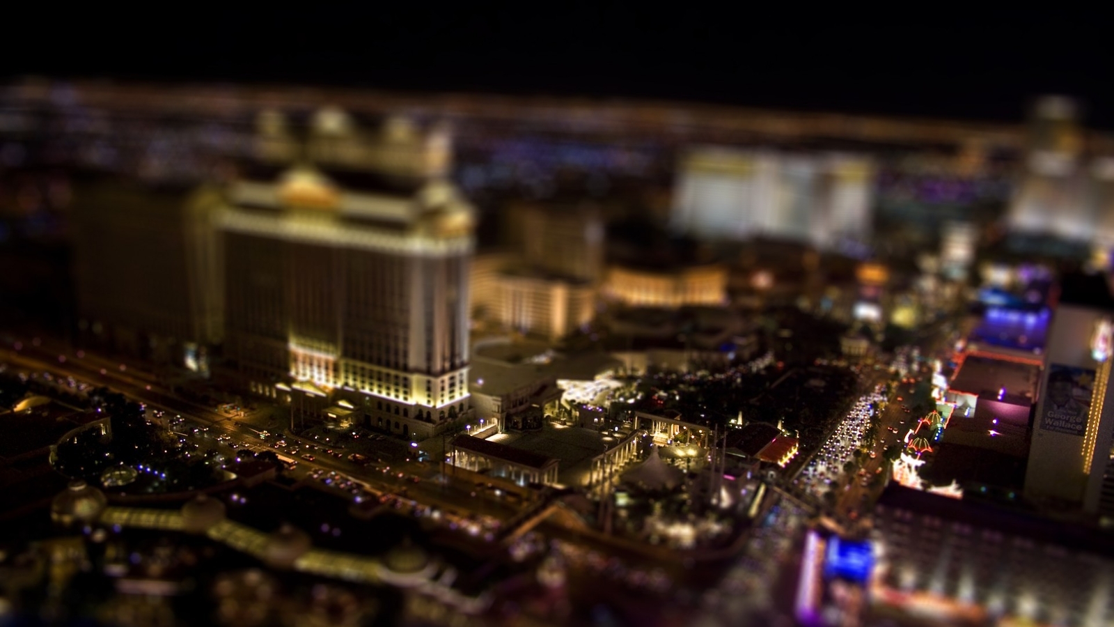 Landscape tilt shift cityscape las vegas lights night Custom Gaming Mat Desk