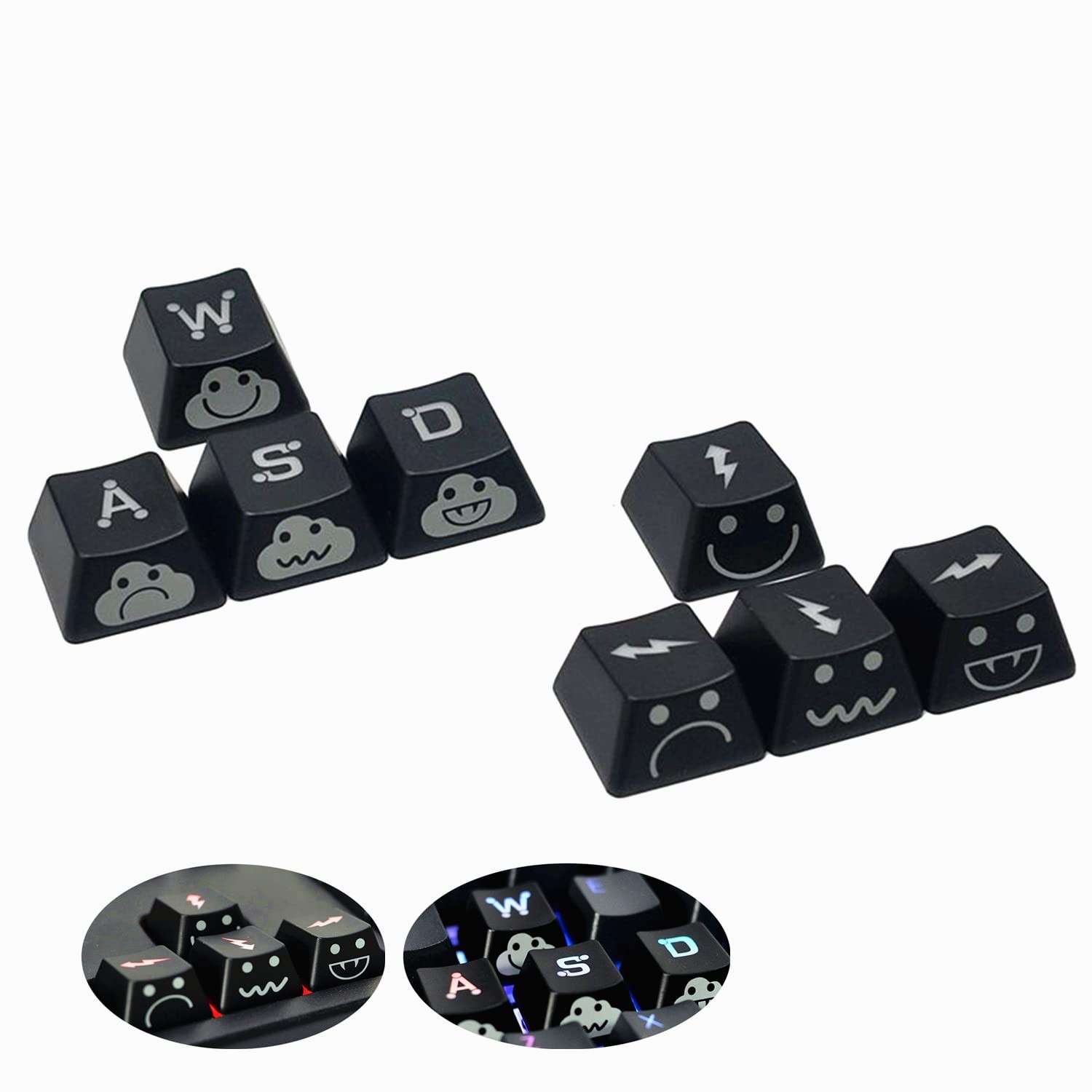 Replacement WASD Arrow Keycaps UV Coating Backlit Double Shot OEM Profile