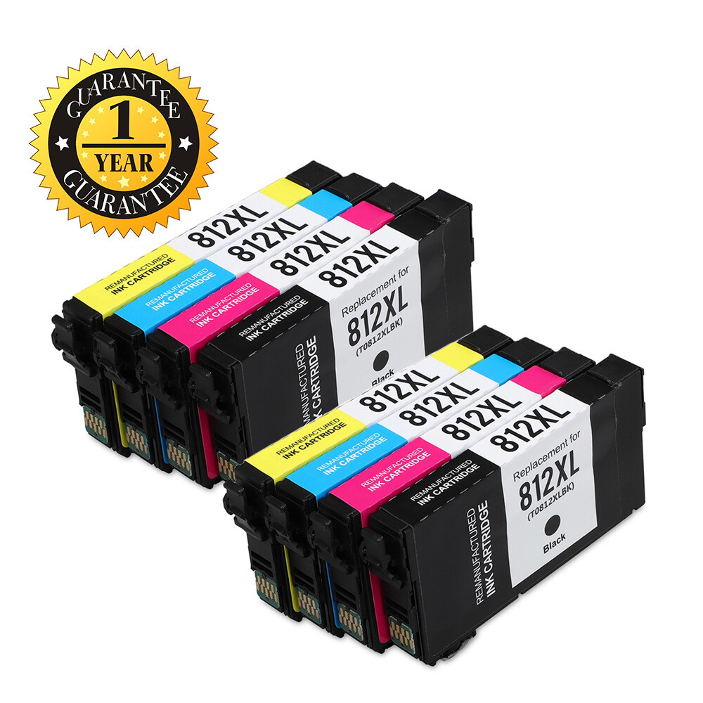 8PK T812XL Ink Cartridge Compatible For Epson Workforce Pro WF-7840 WF-7820