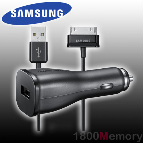 GENUINE Samsung Car Adapter DC 12-24V Charger 30pin USB Cable for Galaxy Tab / 2