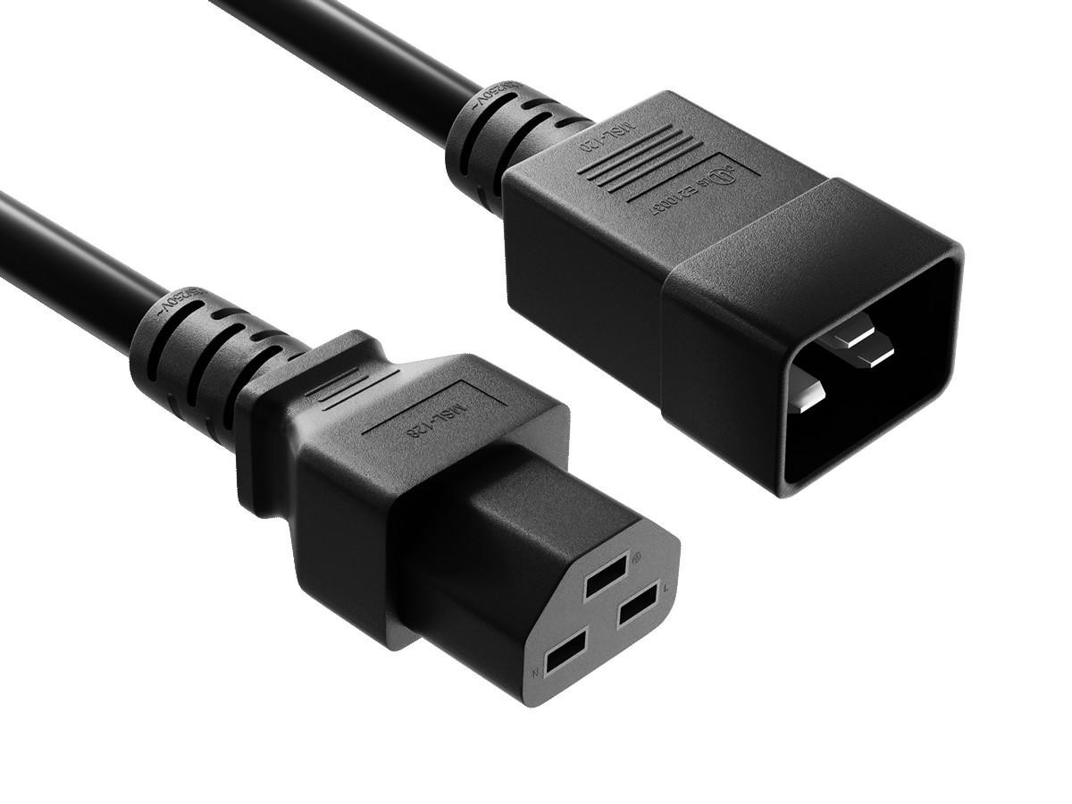 8ft IEC320 C20 to C21 Heavy Duty Power Extension Cord, 12 AWG, 20A/250V, SJT,...