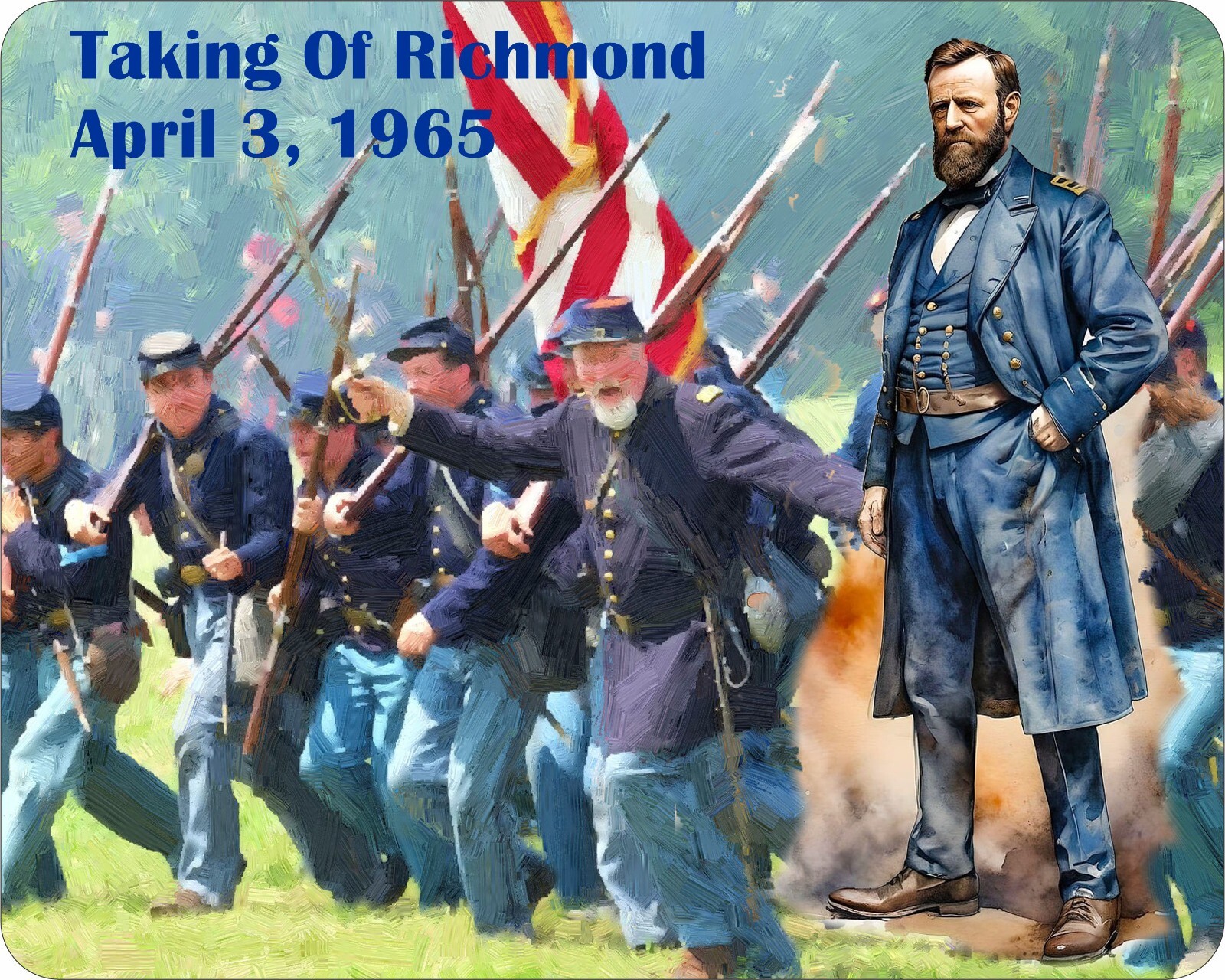 Civil War Takin Of Richmond By General Grant  Mouse Pad  7 3/4  x 9"