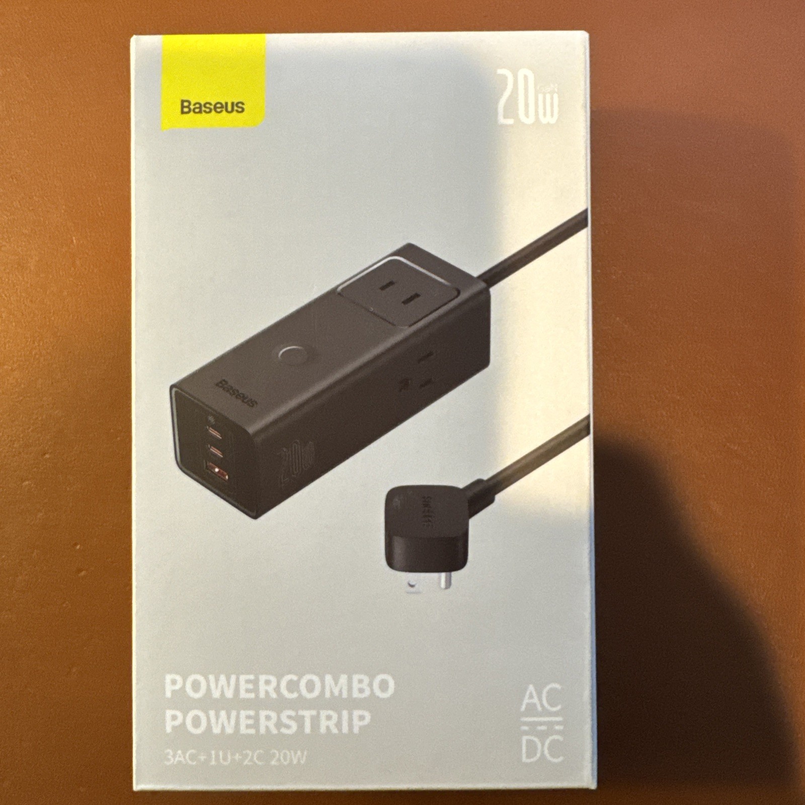 New Baseus Powercombo Powerstrip 20w, 6 in 1,  3 AC Outlets,  1 USB A, 2 USB C