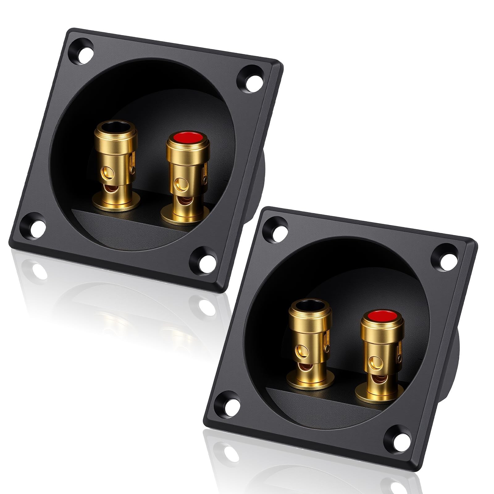 2 Pcs 2.2 Inch Square 2-Way Speaker Box Terminal Cup with Banana Plugs Subwoo...
