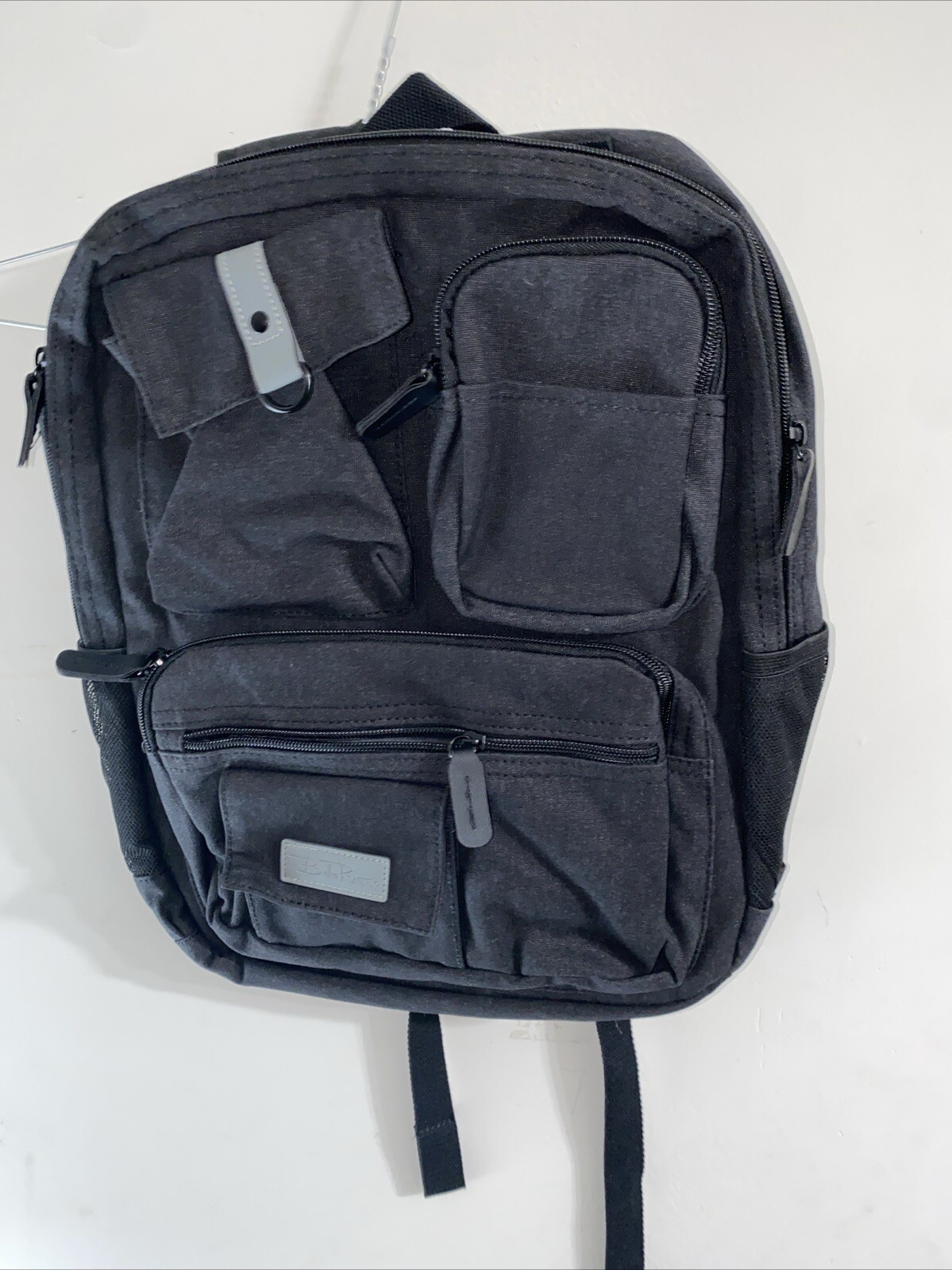 Bella Russo 17" Laptop Canvas Backpack Charcoal Black Comfort Straps W/USB PORT