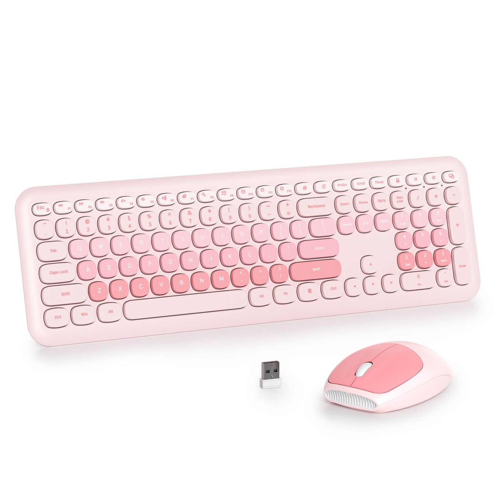 iRoboosta Pink Colorful Wireless Keyboard and Mouse Combo Set, Light