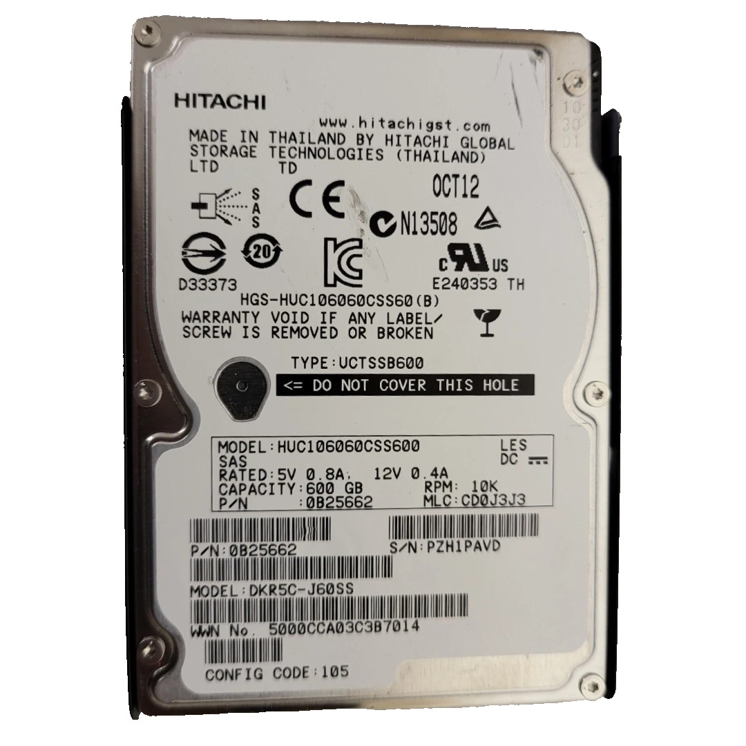 Hitachi Ultrastar C10K600 600GB 10K SAS 2.5" HDD 0B25662 HUC106060CSS600 Drive