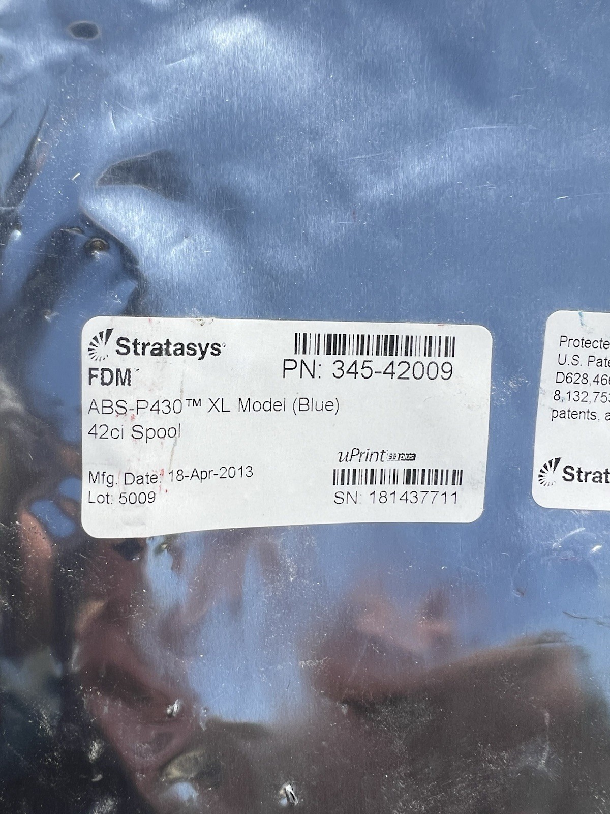NOS Stratasys uPrint Blue 345-42009 ABS SR-30 42ci Spool