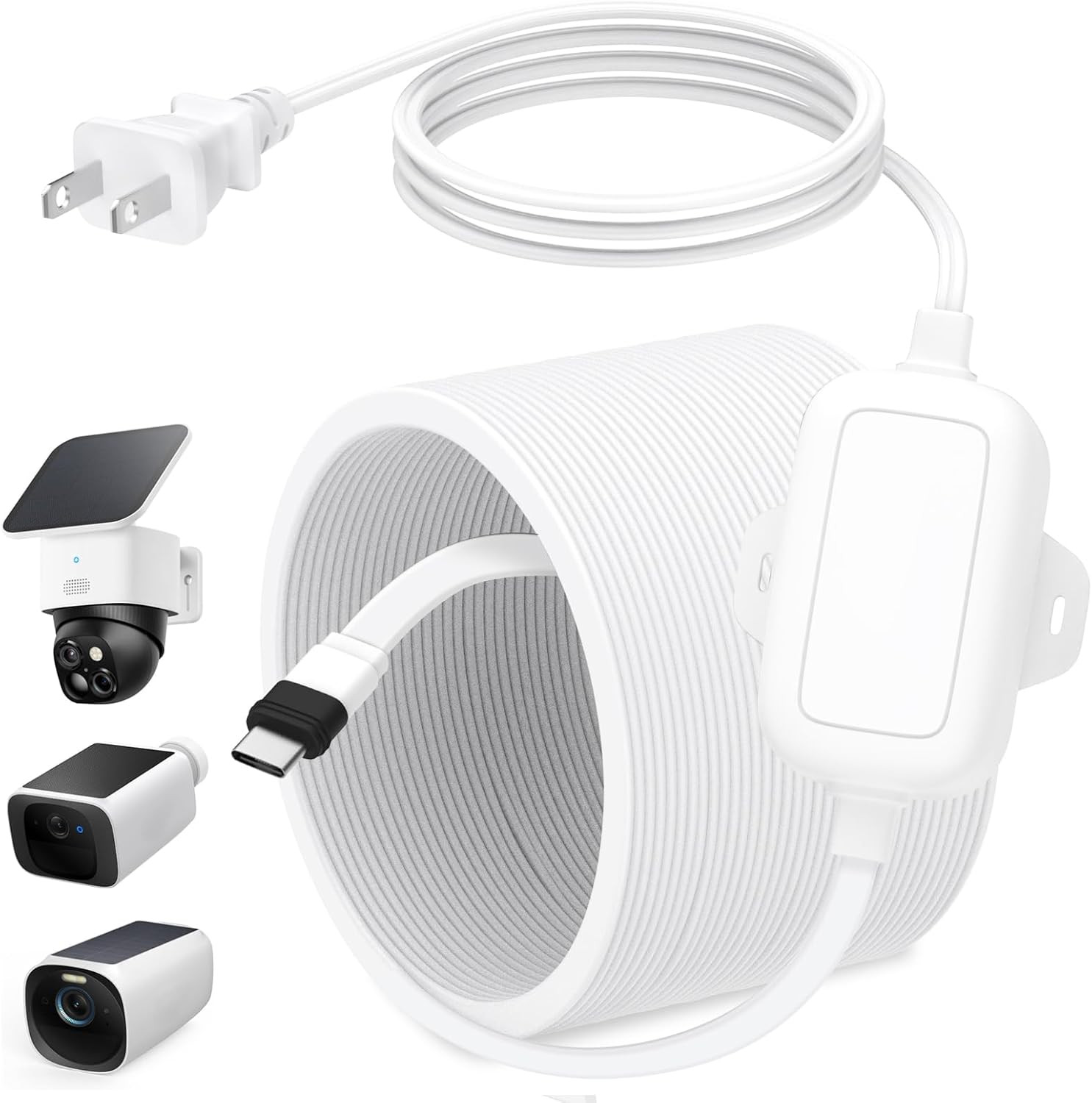 25Ft Power Cable with Adapter for Eufy Solocam S340/S220, C210, One