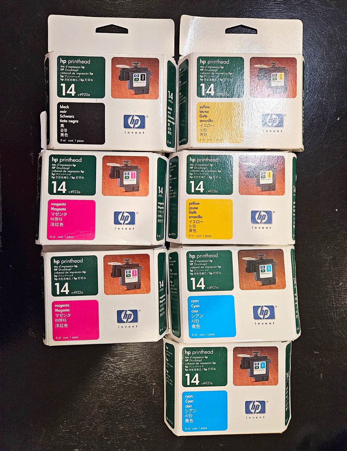 HP Genuine 14 Printhead Lot of 7 Black Cyan Magenta Yellow C4920A-C4923A sealed