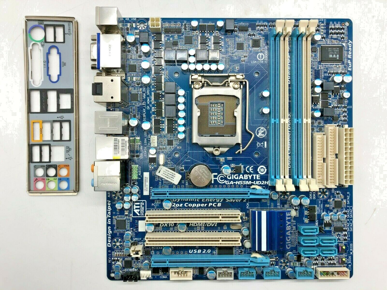 GIGABYTE GA-H55M-UD2H REV:1.0 DDR3 - mATX - Socket 1156 - with I/O Shield #MX45
