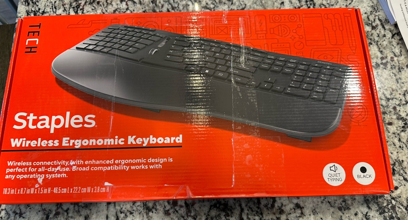 Wireless Ergonomic Keyboard, Black (ST62603)