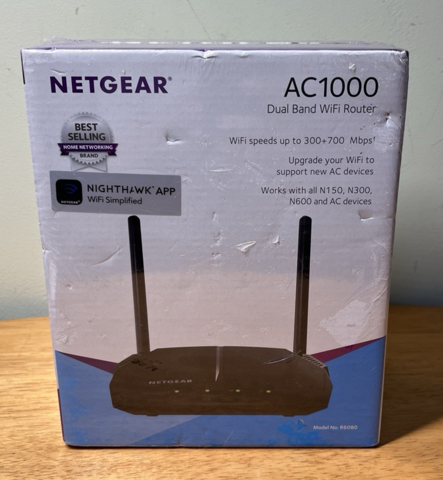 NETGEAR Nighthawk App Compatible AC1000 Dual Band WiFi Router - Model R6080 New