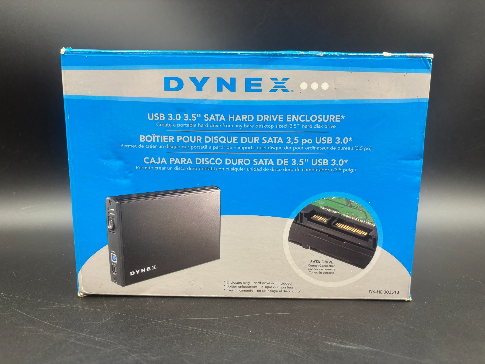 Dynex DX-HD303513 ~ Aluminum USB 3.0 2.5” SATA Hard Drive Enclosure