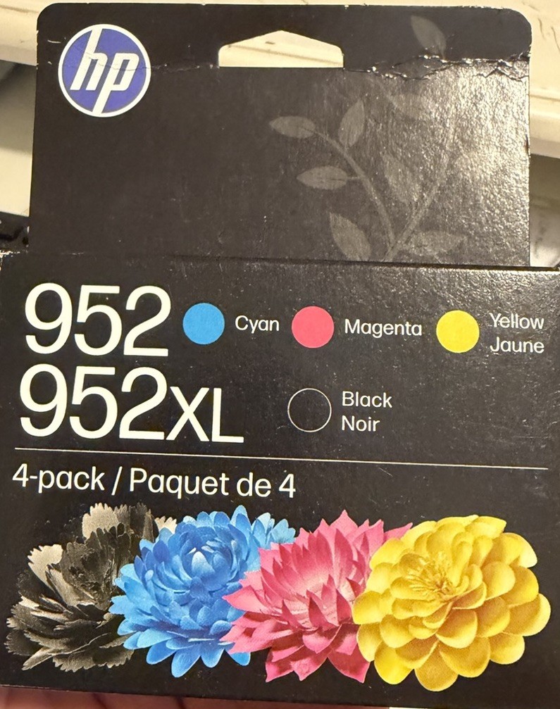 HP 952XL Black & 952 Color Ink Combo  Pack of 4 -12/2027 FREE SAME DAY SHIP