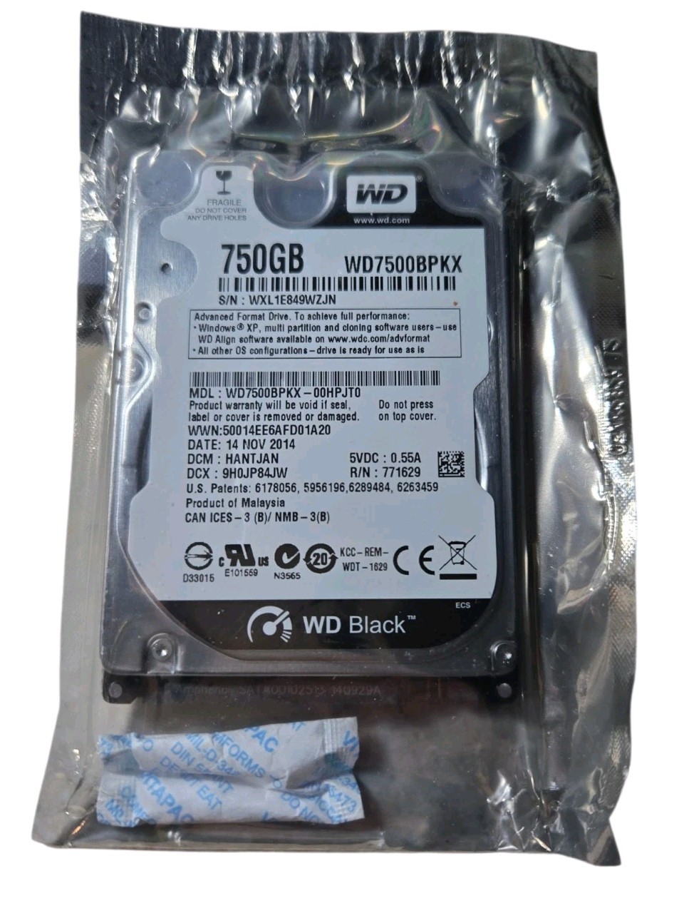 Western Digital WD Black WD7500BPKX 750GB 7200RPM 2.5" SATA HDD NEW SEALED