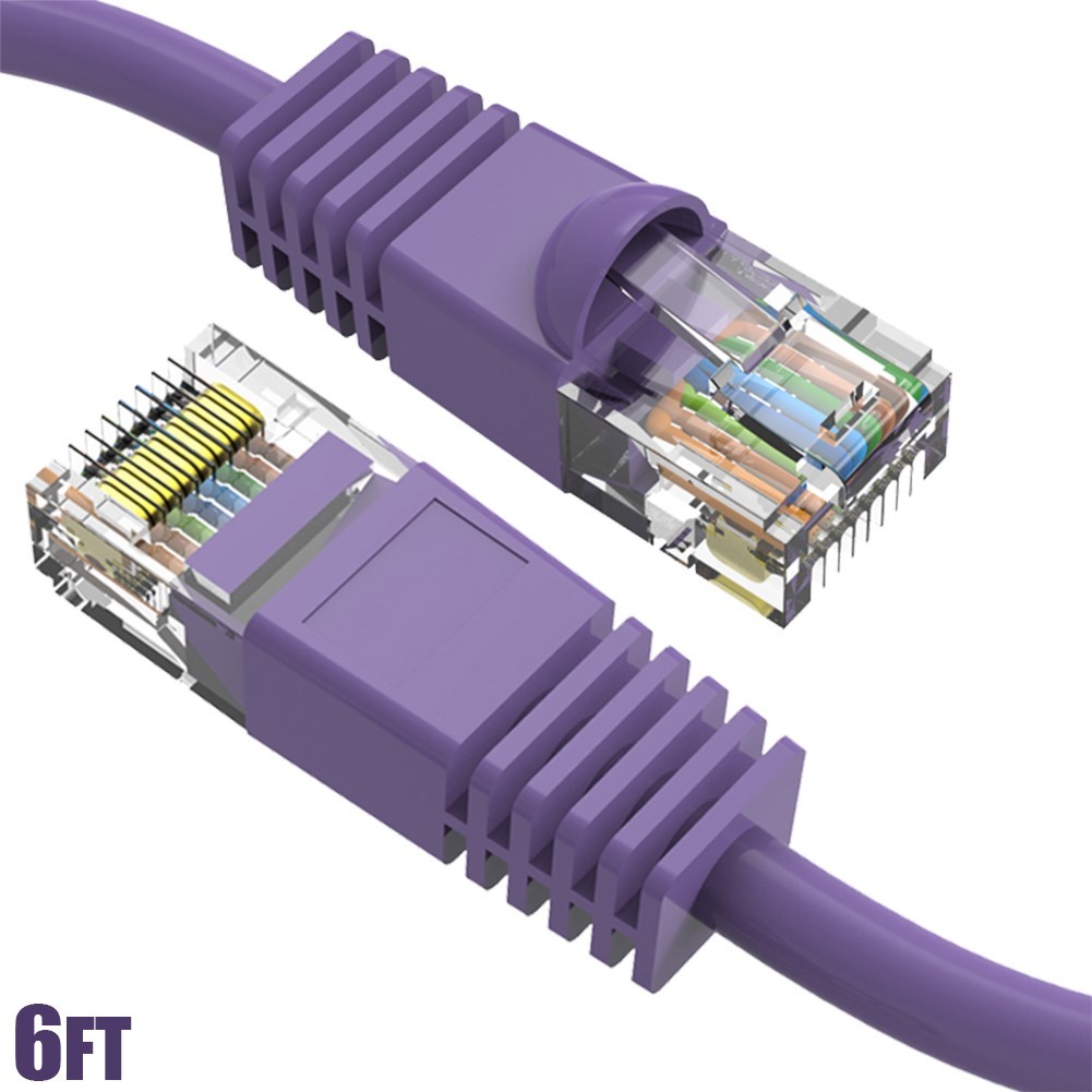 6FT Cat6 RJ45 Network LAN Ethernet UTP Snagless Patch Cable Pure Copper Purple