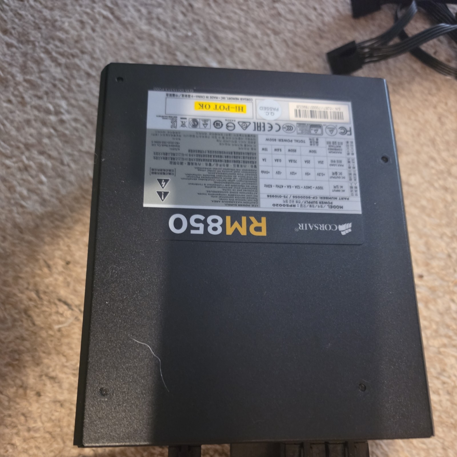 Corsair RM850 850W 80+ Gold Fully Modular PSU - CP-9020056-NA - COMPLETE CABLES