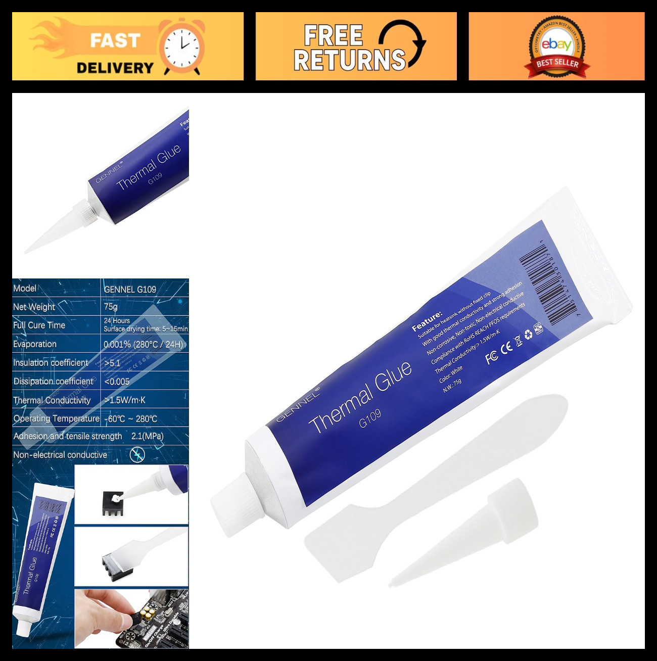 75g Thermal Conductive Glue, Silicone Adhesive for LED GPU Chipset & Heatsink Co