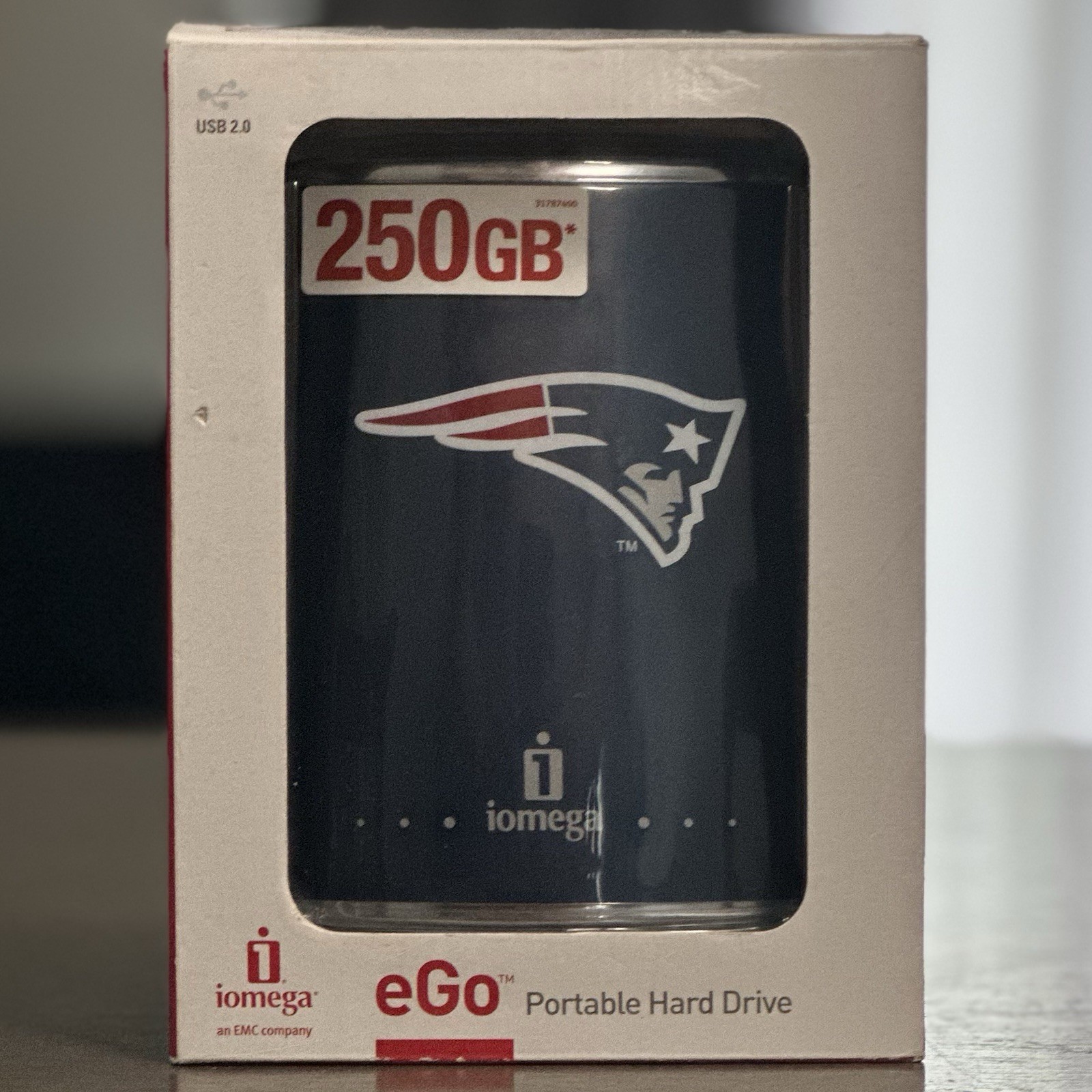 Iomega eGo 250 GB Portable External Hard Drive USB 2.0 Blue NFL Patriot - New