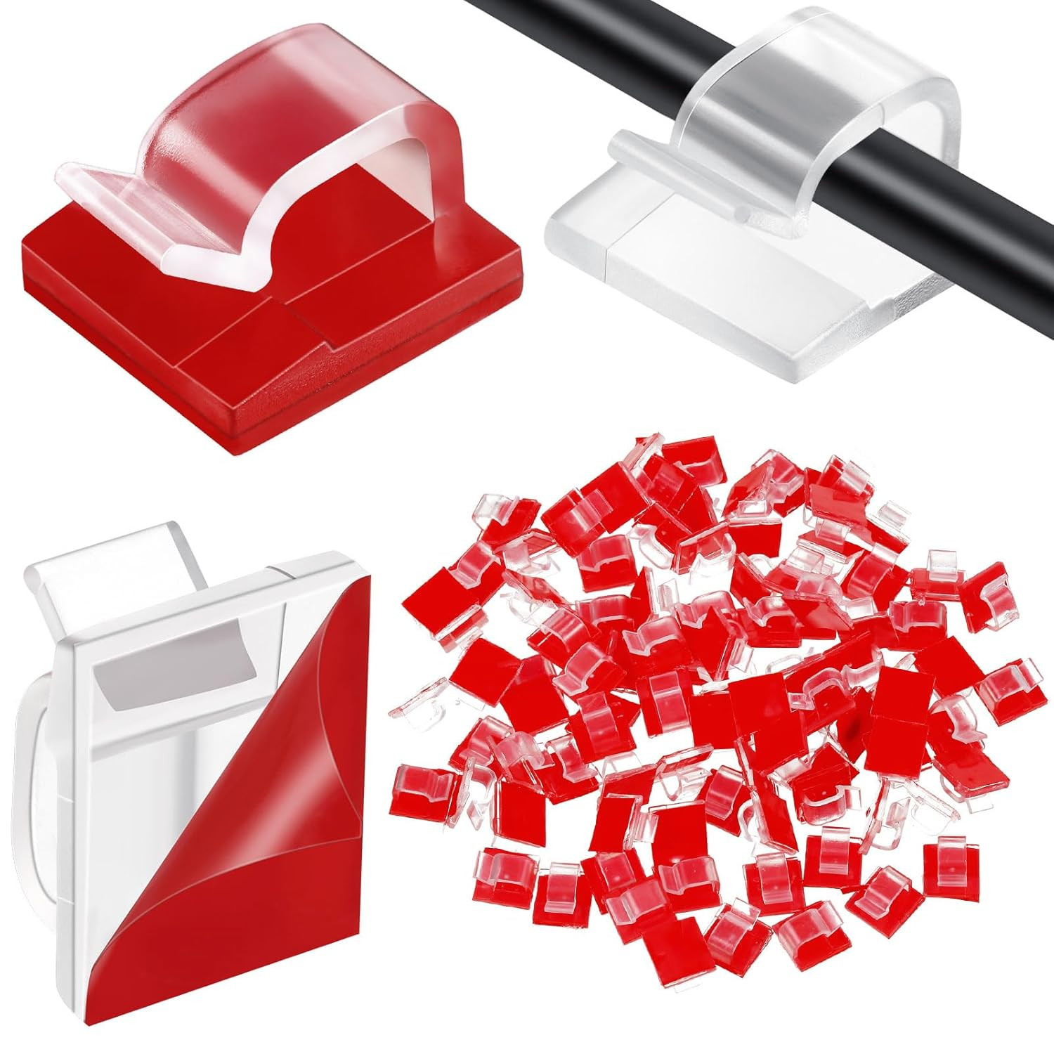 juego 100clips adhesivos para cables organizador de cables transparente exterior