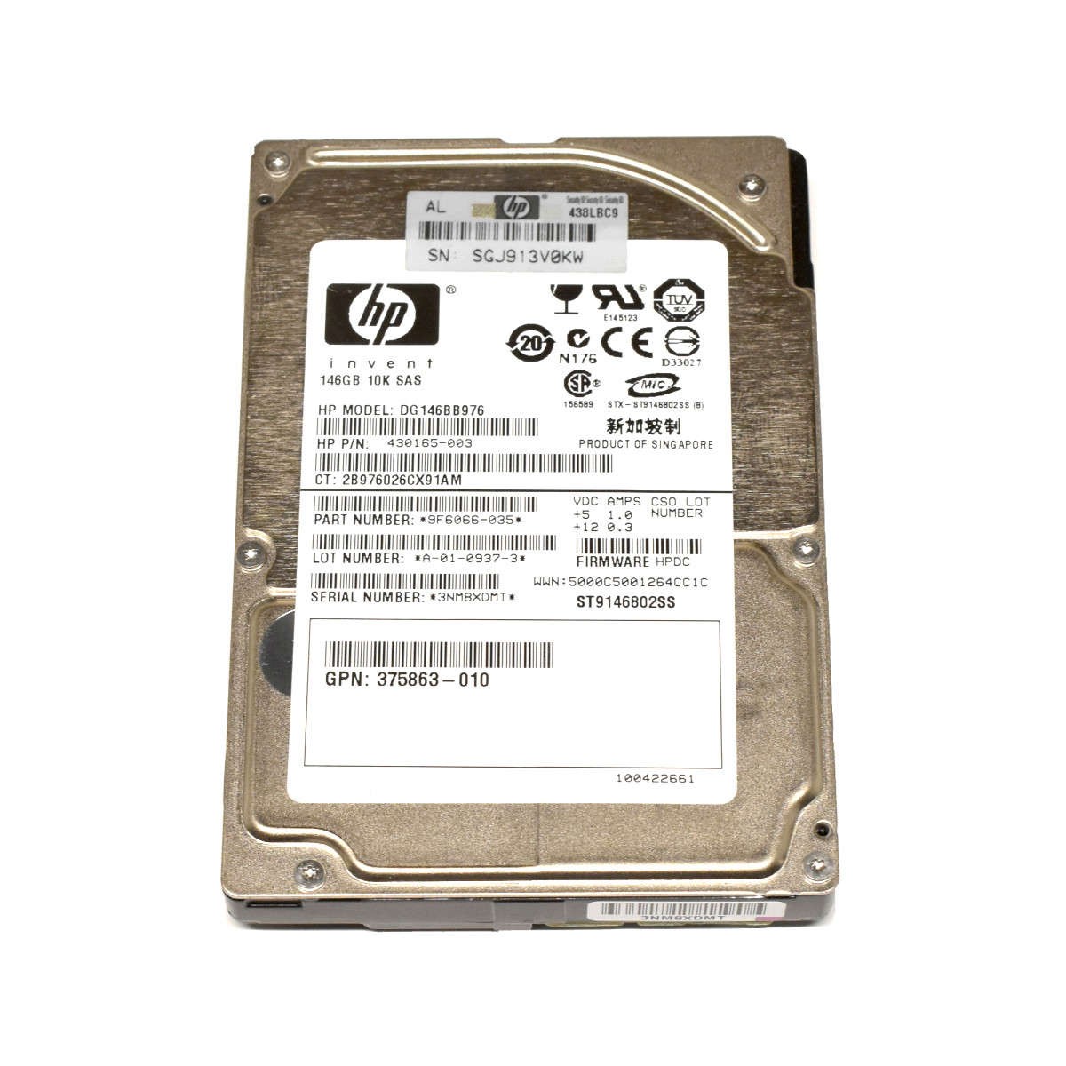 HP Invent 146GB 2.5" 10K SAS 430165-003 HDD DG146BB976