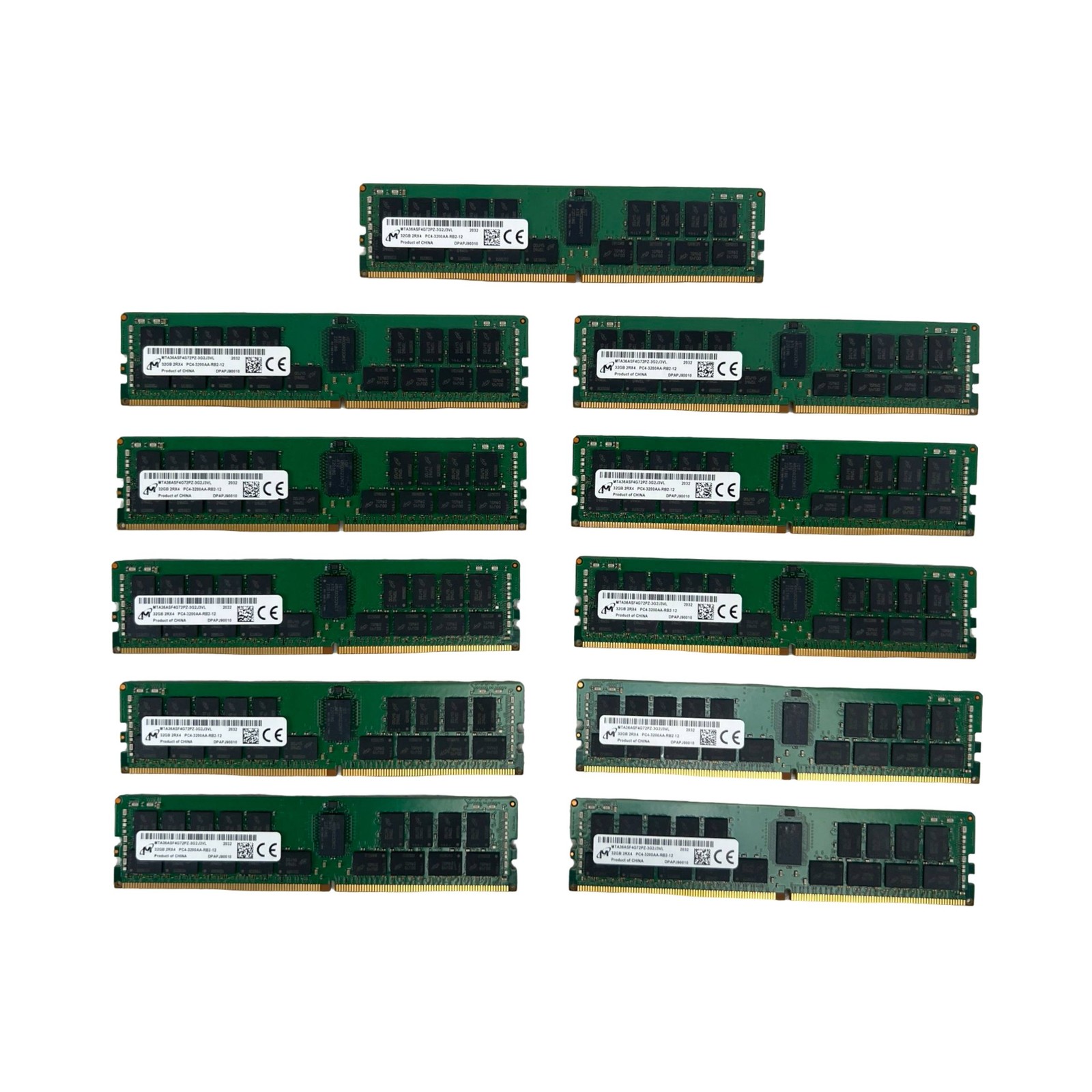 LOT of 11 Crucial 352GB (11x32GB) DDR4 3200MHz PC4-3200AA 2Rx4 ECC RDIMM Server