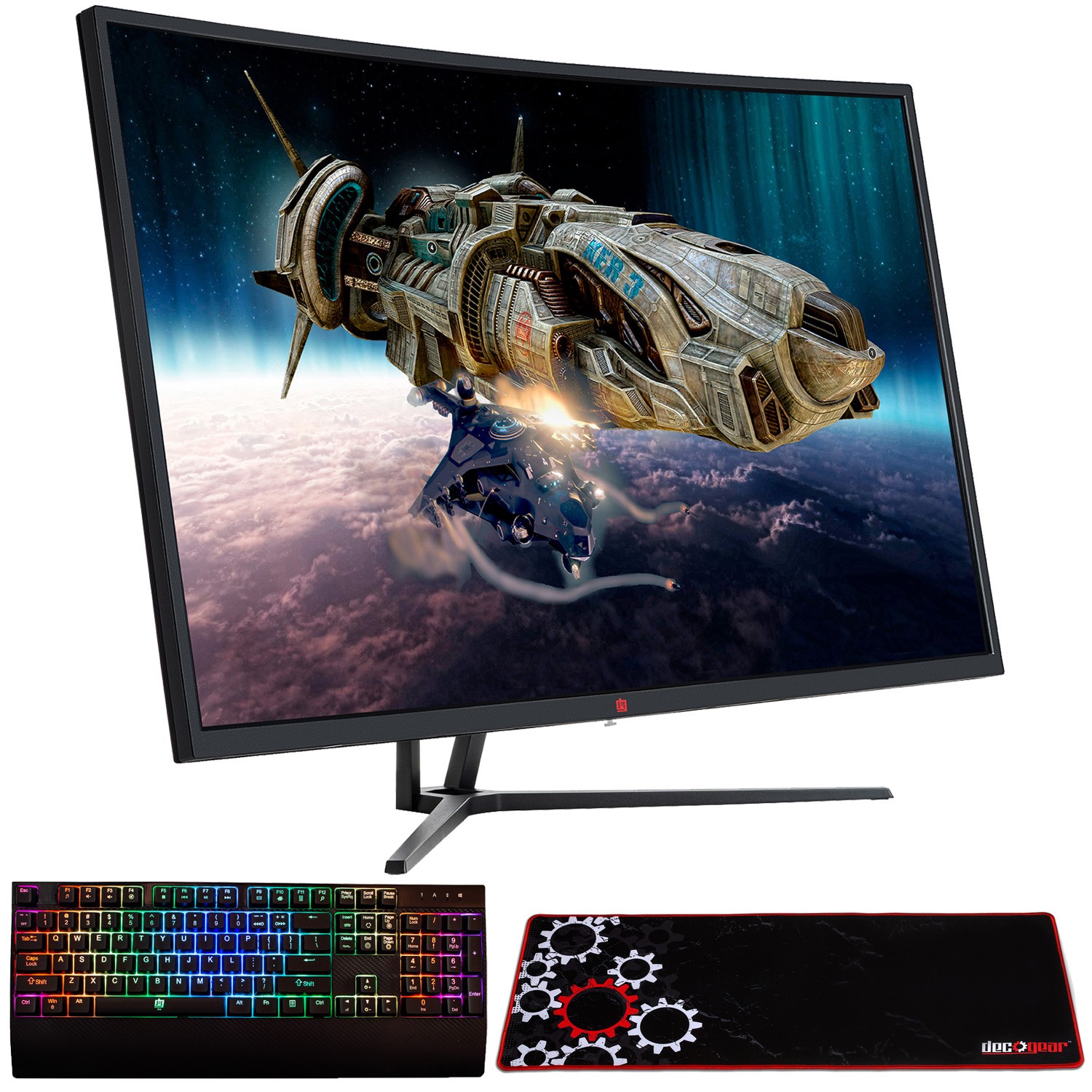 Deco Gear 39" 2560x1440 Curved Gaming Monitor w/ Mechanical Keyboard + Mouse Pad