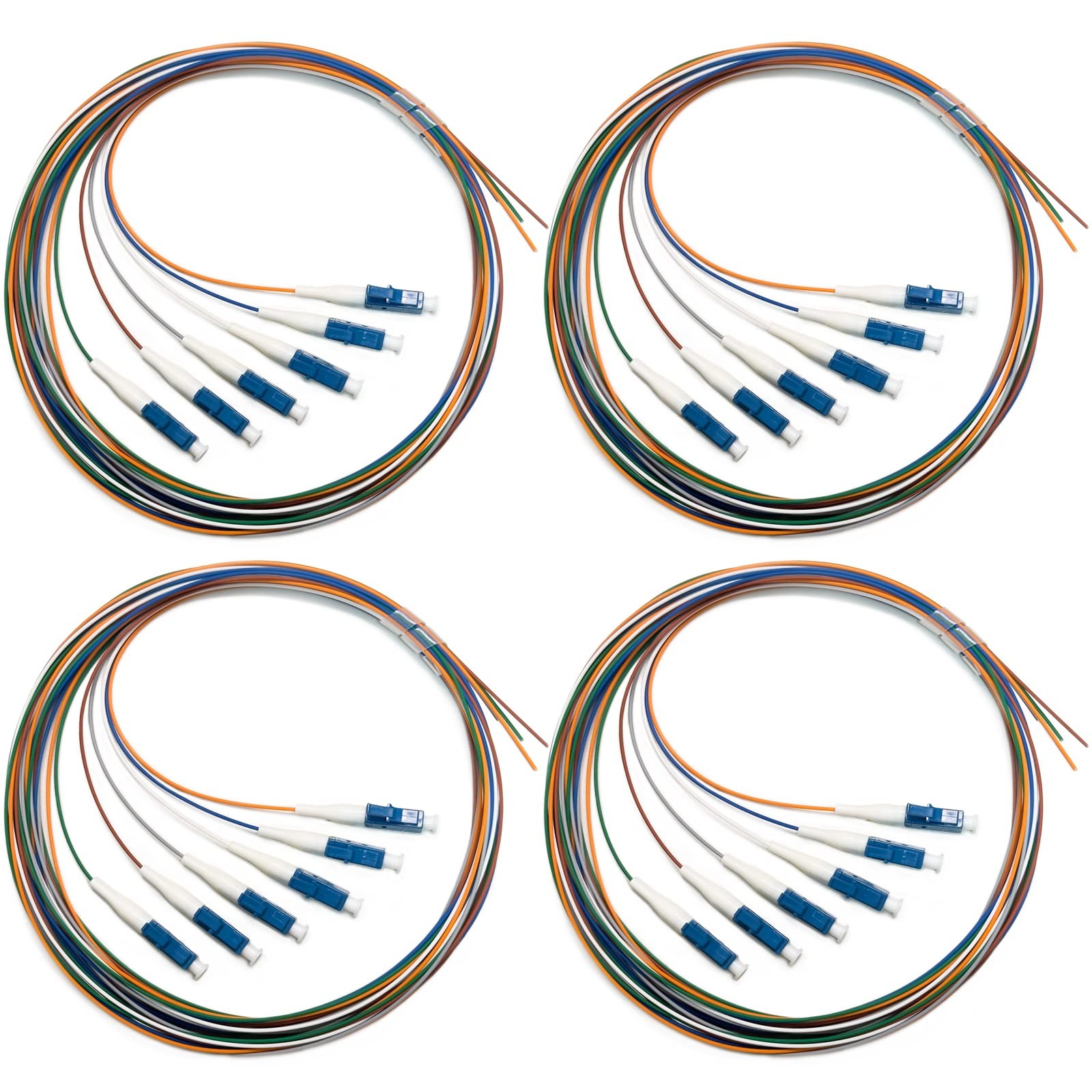 4 PCS 6 Strand Singlemode 9/125 LCUPC Fiber Pigtail Optic 1.5 Meter LC Cable