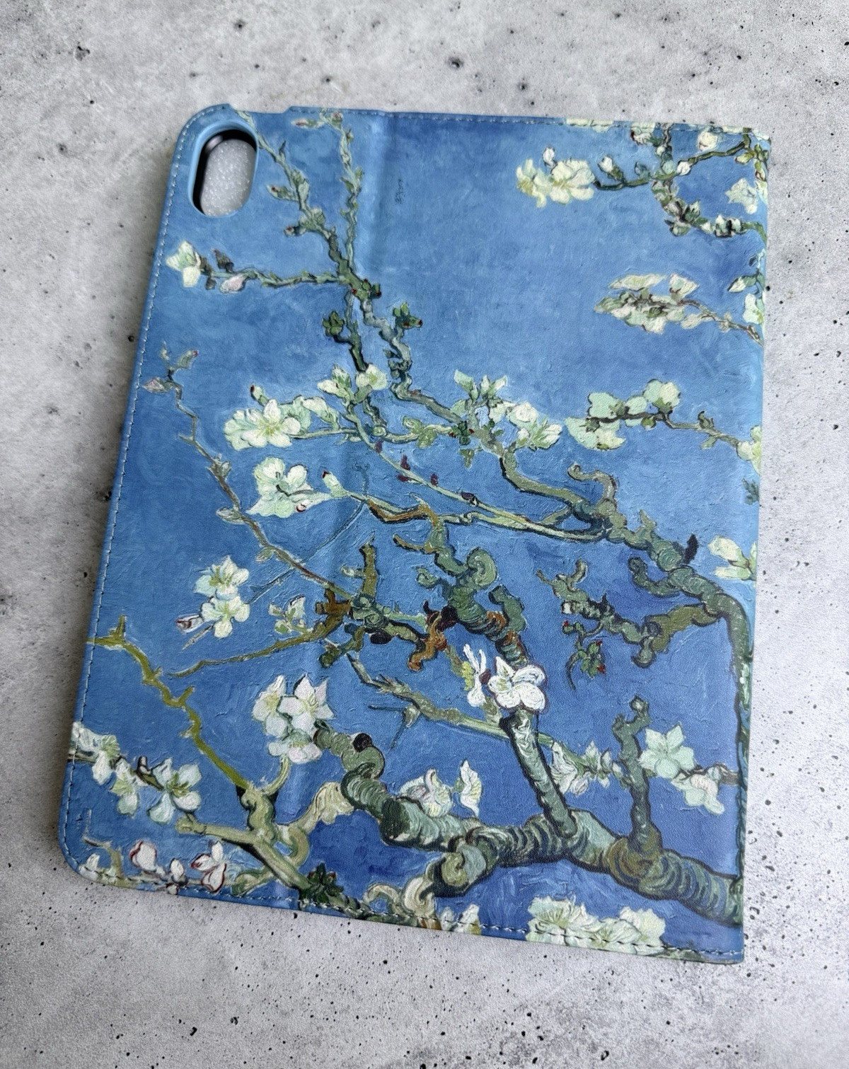Blue Floral Folding Folio Case for iPad, Synthetic Leather, Integrated Stand