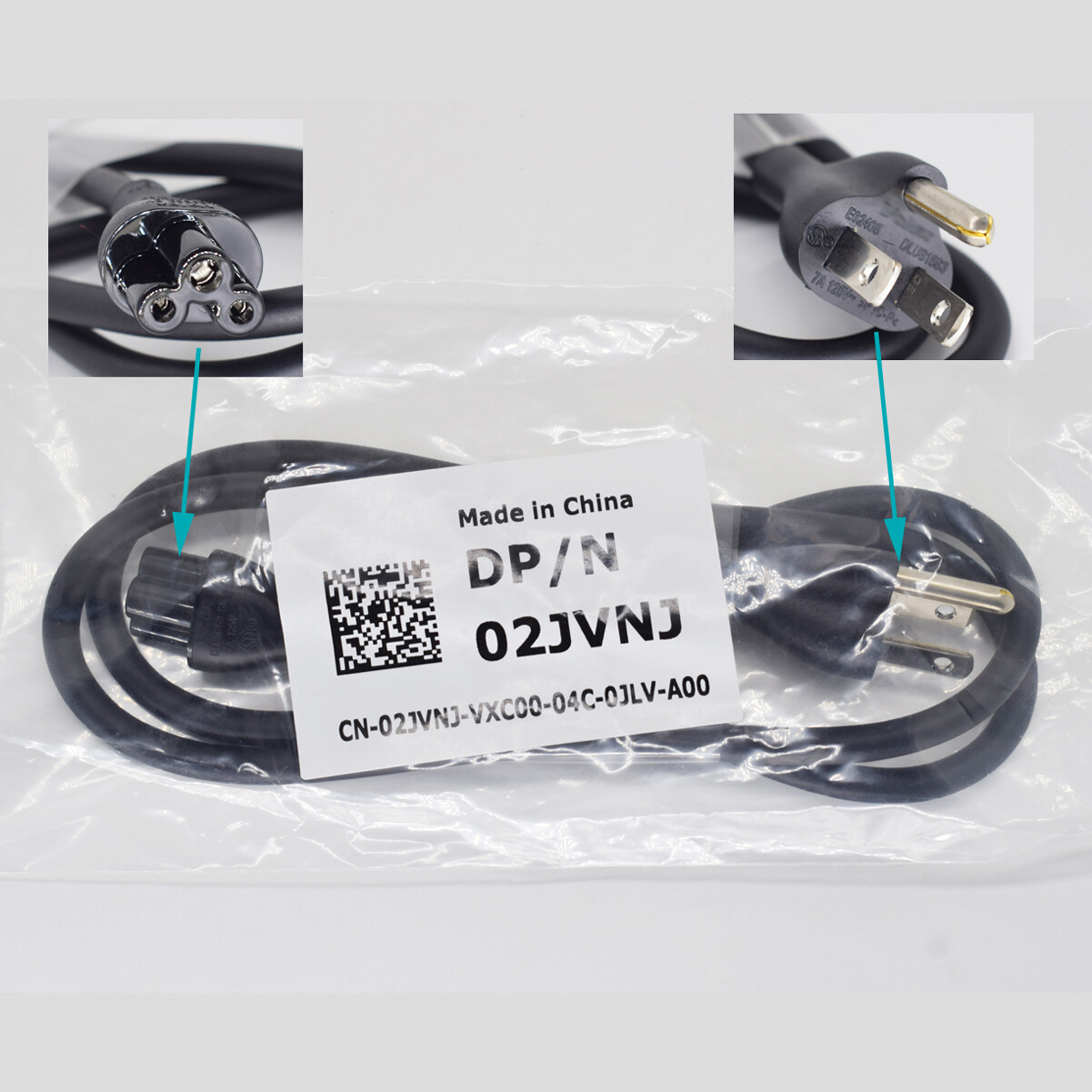 1pc 1M/3.3FT DELL 02JVNJ US 3 Prong Power Supply Cable 7A 125V for Laptop 18AWG