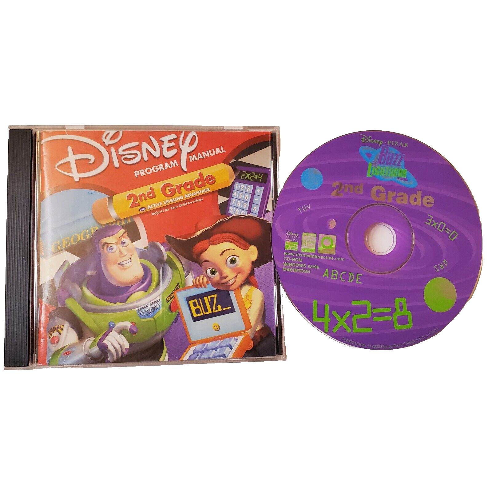 Vtg Disney Pixar Buzz Lightyear CD ROM 2nd Grade Win Mac Homeschooling Y2k