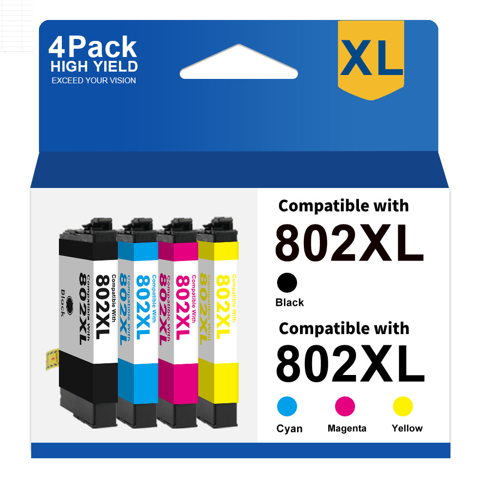4P 802XL Ink Cartridge For Epson WorkForce Pro WF-4720 WF-4730 WF-4734 WF-4740