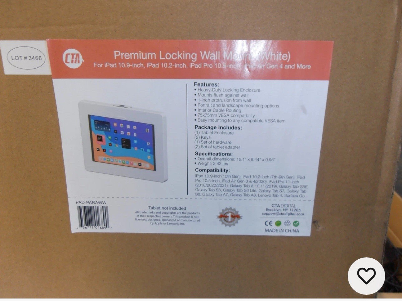 CTA Digital Premium Height-Adjustable Floor-to-Desk Security Kiosk for Tablets