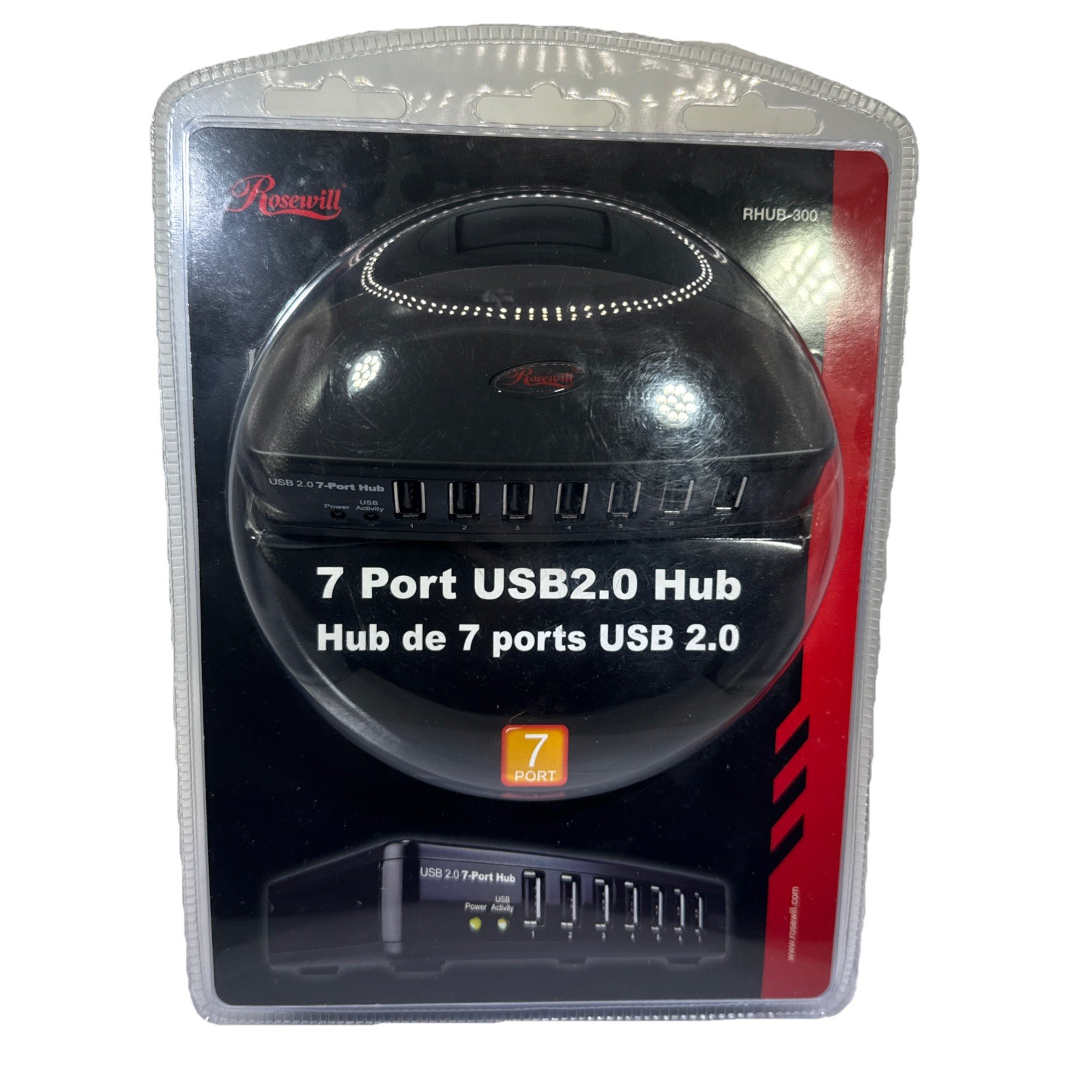 Rosewill RHUB-300 - 7-Port USB 2.0 Hub with Power Adapter - Brand New