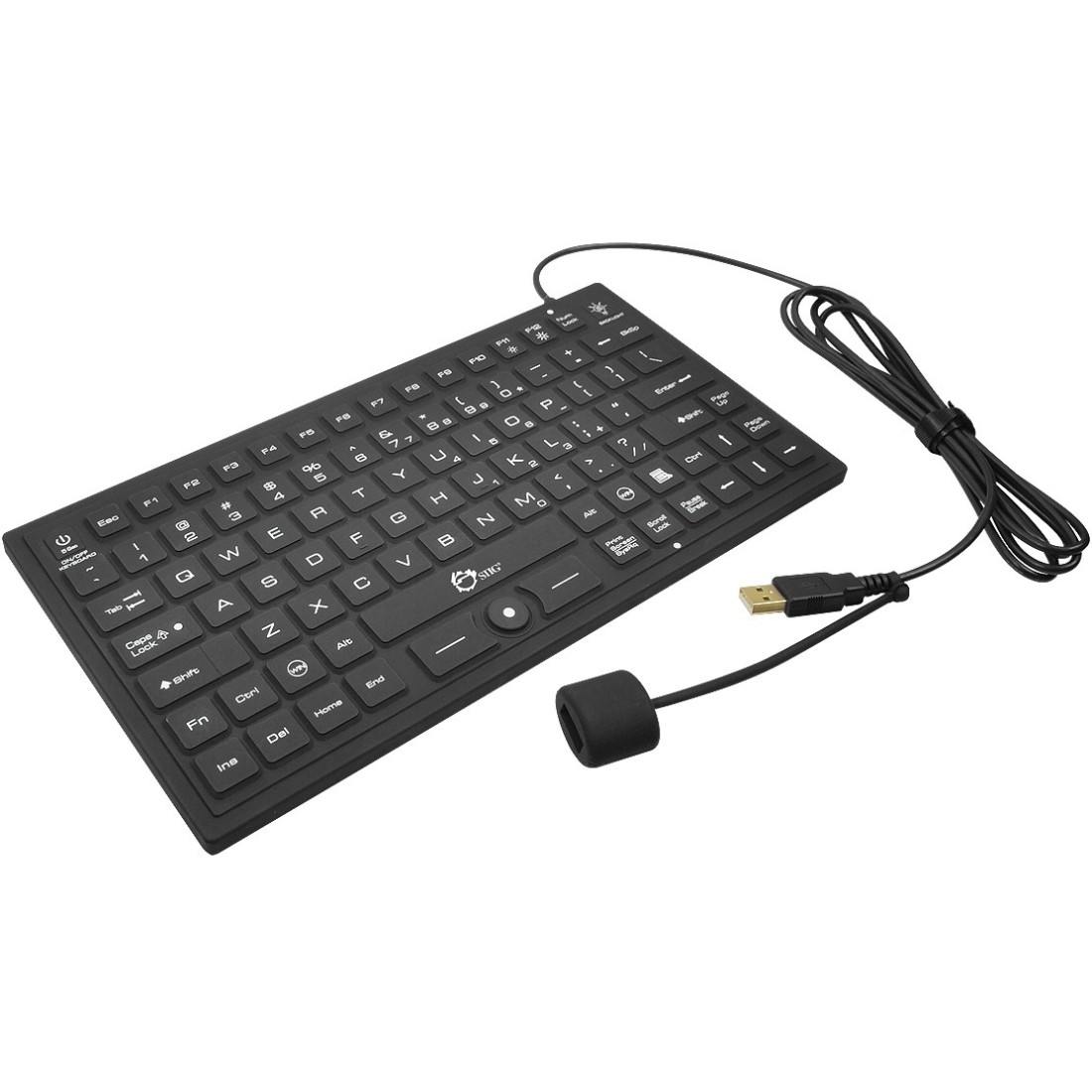 Siig JKUS0911S1 Washable Backlit Keyboard USB 2.0 Black 89 Key