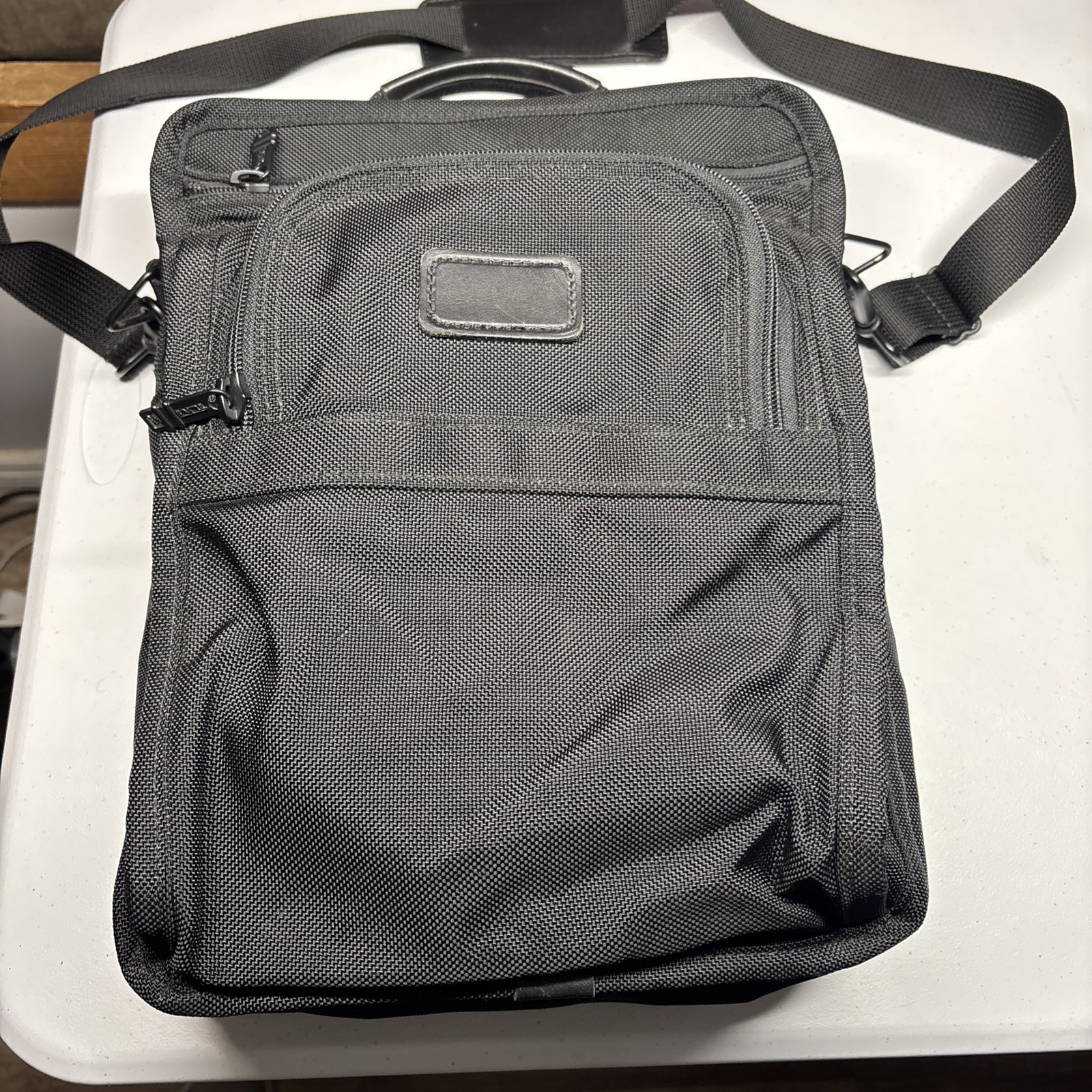 TUMI Made in USA Black Ballistic Messenger  Laptop Computer Tablet Bag Crossbody
