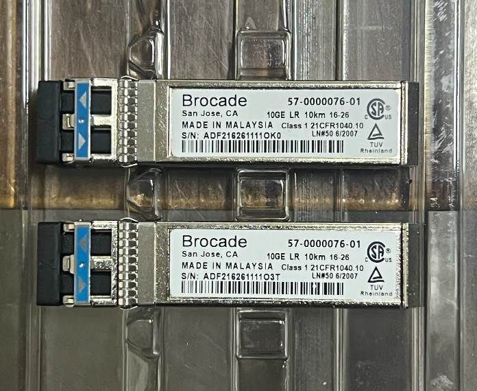 2pcs Brocade 57-0000076-01 10G 10km 1310nm SFP+ 10G-SFPP-LR 10GBE Transceiver